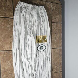 NFL Green Bay Packers White Stripe Flannel Lounge Pants Sz M
